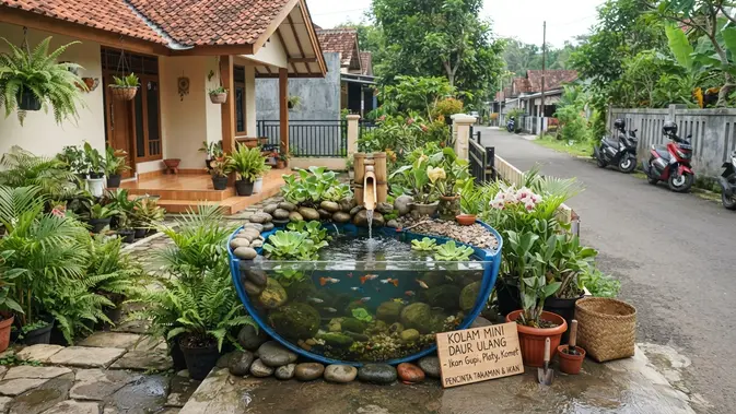 kolam mini - ilustrasi berita 8 Ide Kolam Mini dari Barang Bekas dan Pilihan Ikan yang Cocok