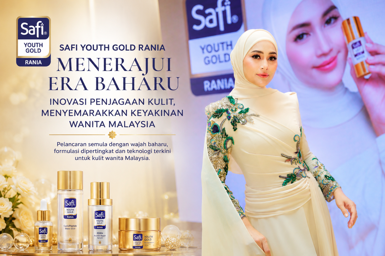safi youth gold - ilustrasi berita Safi Youth Gold Rania Ubah Naratif Penjagaan Kulit: Keyakinan Wanita Jadi Keutamaan
